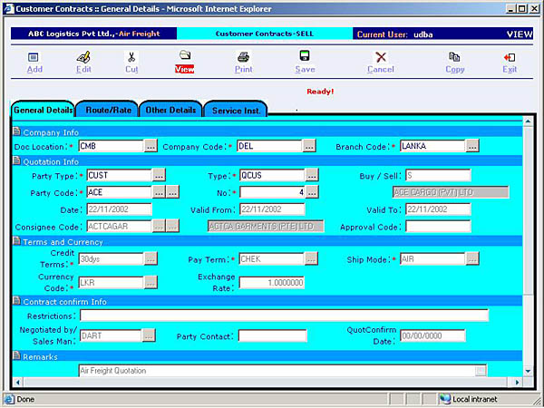 Air - Customer, Carrier and Agent Contracts