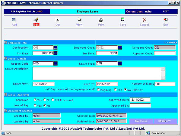 HRD - Leave Application