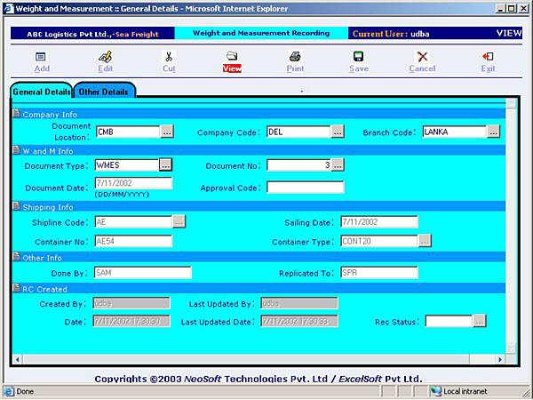 Sea - Weight and Measurement Recording